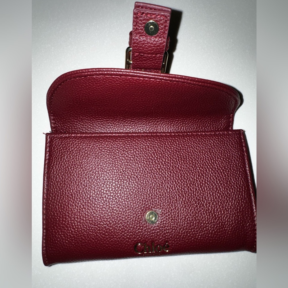 Chloe Burgundy Leather Clutch with Gold Buckle - Picture 4 of 7